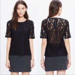 Madewell Lace Black Tee Size Small